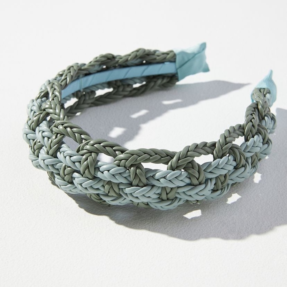 Anthropologie Vegan Leather Braided Headband